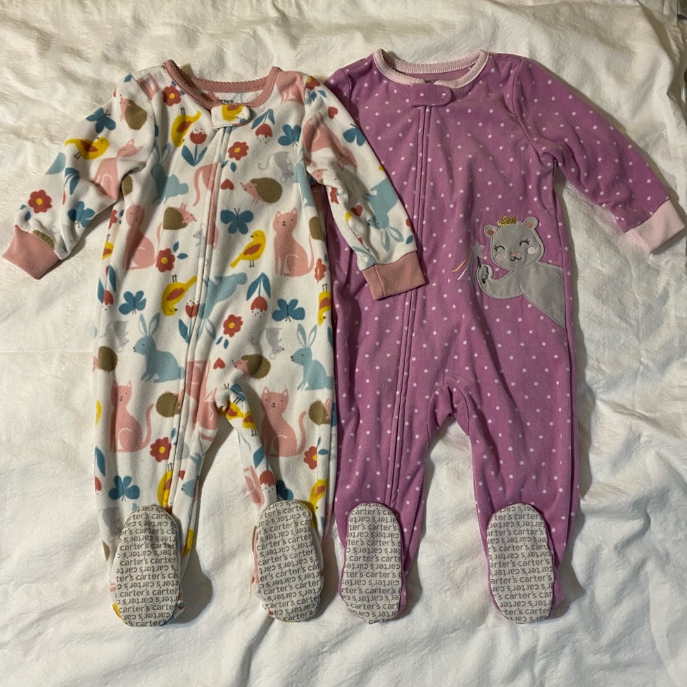 Carter’s brand size 12 months Girls Fleece Footed Pajamas